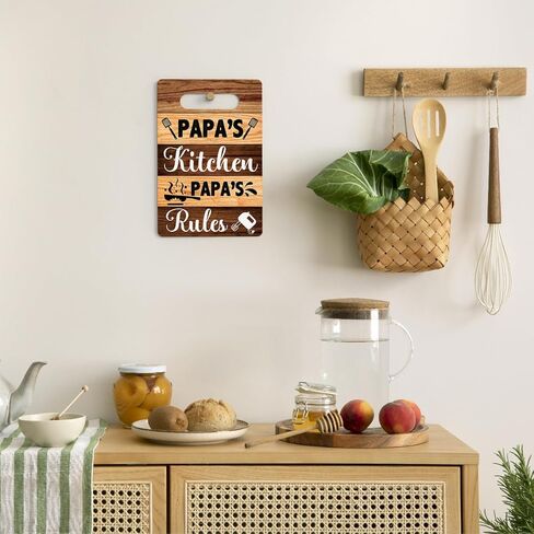 Farmhouse Kitchen Decor, Kitchen Signs Wall Decor, Dad's Kitchen Is The Heart of The Home Wood Sign, Fathers Day Thank You Gifts for Dad, Dads Birthday Gifts Ideas 8 x 12 Inch in Kuwait