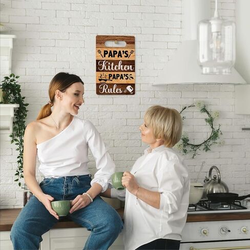 Farmhouse Kitchen Decor, Kitchen Signs Wall Decor, Dad's Kitchen Is The Heart of The Home Wood Sign, Fathers Day Thank You Gifts for Dad, Dads Birthday Gifts Ideas 8 x 12 Inch in Kuwait