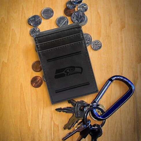 Rico Industries NFL Seattle Seahawks Premium Laser Engraved Vegan Black Leather Bill-fold Wallet - Slim yet Sturdy Design - Perfect to Show Your Team Pride or Gift in Saudi Arabia