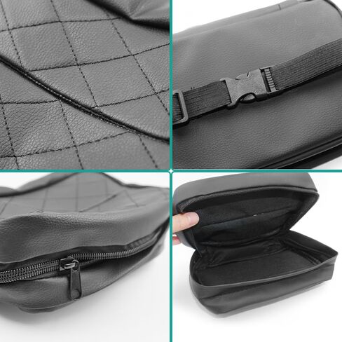 حامل مناديل السيارة من AFUNTA، حامل مناديل المقعد الخلفي للسيارة، صندوق مناديل جلدي للسيارة، مع قطعتين من خطافات السيارة للسيارة (أسود) in Kuwait