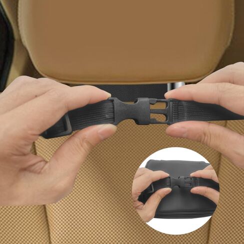 حامل مناديل السيارة من AFUNTA، حامل مناديل المقعد الخلفي للسيارة، صندوق مناديل جلدي للسيارة، مع قطعتين من خطافات السيارة للسيارة (أسود) in Kuwait