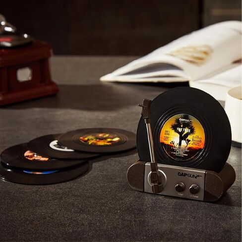 قواعد أكواب مضحكة من الفينيل ريترو، مجموعة قواعد أكواب إبداعية مكونة من 6 قطع مع حامل مشغل تسجيلات الفينيل لمحبي الموسيقى، وهدايا مضيفة الترحيب بالمنزل الجديد، وأفكار هدايا أعياد الميلاد والفيل الأبيض in Kuwait