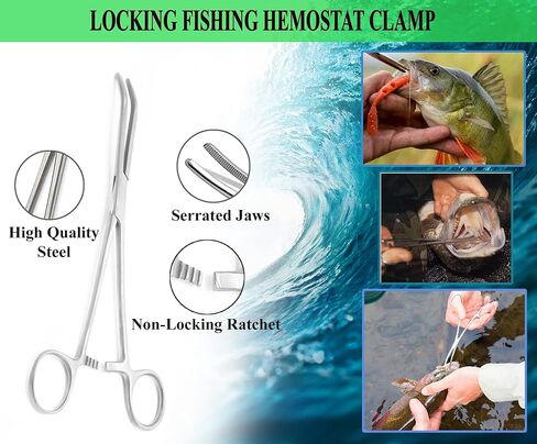 6-Piece Curved 10" Fishing Hemostatic Forceps Set - Stainless Steel Locking Tweezer Clamps - Ideal Hemostats for Nurses, Fishing Forceps, Crafts and Hobby in Saudi Arabia