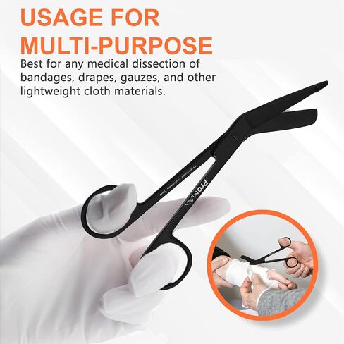 Medical and Nursing Lister Bandage Scissors ;-Mirror Finish and Black Titanium -Supreme Grade, Made of 100% Surgical Stainless Steel, 5.5 Inch-140-10034P2BM (Black Titanium & Mirror Finish Pack Of 2) in Saudi Arabia