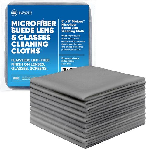 قطعة قماش ممتازة لتنظيف شاشة العدسات من شركة Microfiber Wholesale | رمادي | 8 × 8 | 10 قطع | جلد سويدي من الألياف الدقيقة الناعمة | حجم صغير قابل لإعادة الاستخدام | لا يوجد وبر وخالي من الخدوش ومتين | عدسات شاشات الايباد in Kuwait