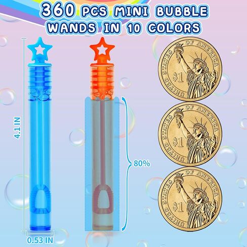 360 Piece Mini Bubble Wands in 10 Colors, Party Favors Bulk for Kids, Themed Birthday, Carnival, Wedding, Classroom Prizes, Summer Outdoor Gifts for Boys Girls, Ideal Goodies Bags Stuffer in Saudi Arabia