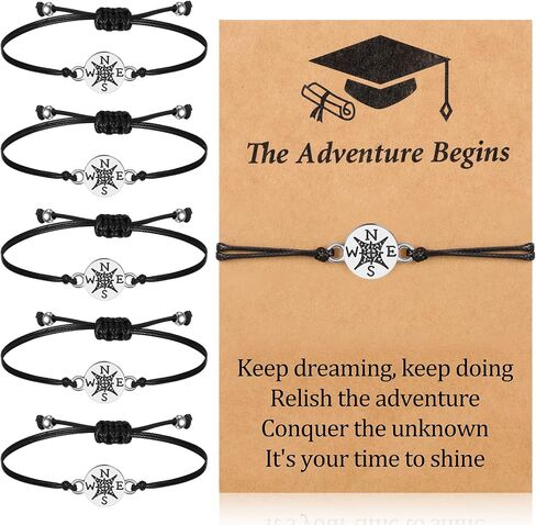 Cunno Graduation Gifts Compass Bracelet for Her Him 2024 Graduation Seniors College High School Adjustable Bracelets Gifts for Classmates Friends Girls(6 Pcs) in Saudi Arabia