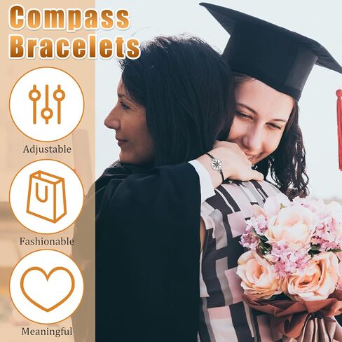 Cunno Graduation Gifts Compass Bracelet for Her Him 2024 Graduation Seniors College High School Adjustable Bracelets Gifts for Classmates Friends Girls(6 Pcs) in Saudi Arabia