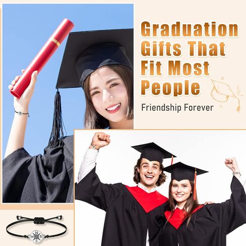Cunno Graduation Gifts Compass Bracelet for Her Him 2024 Graduation Seniors College High School Adjustable Bracelets Gifts for Classmates Friends Girls(6 Pcs) in Saudi Arabia