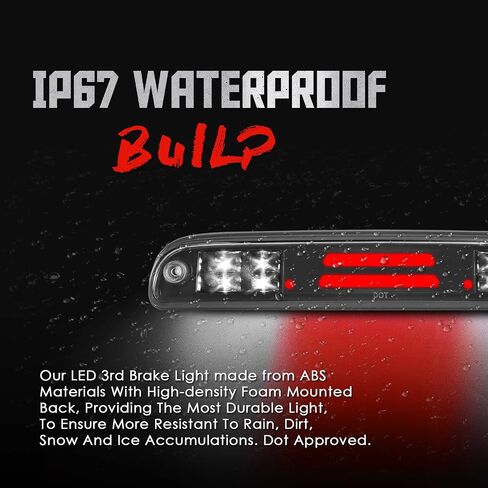 High Mount 3rd Stop Light Assemblies, Compatible with 1999-2016 Ford Super Duty/Ranger/Mazda B-Series Third Center Cargo Reverse Rear LED Brake Light Bar Taillight (Black Smoke) in Saudi Arabia