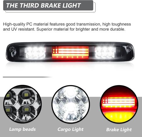 Fit for Chevy Silverado & for GMC Sierra 1500 2500 3500 HD Classic 1999-2007, LED Third 3rd Brake Light Rear Cargo Lamp High Mount Stop light with Gasket (Clear Lens) in Saudi Arabia