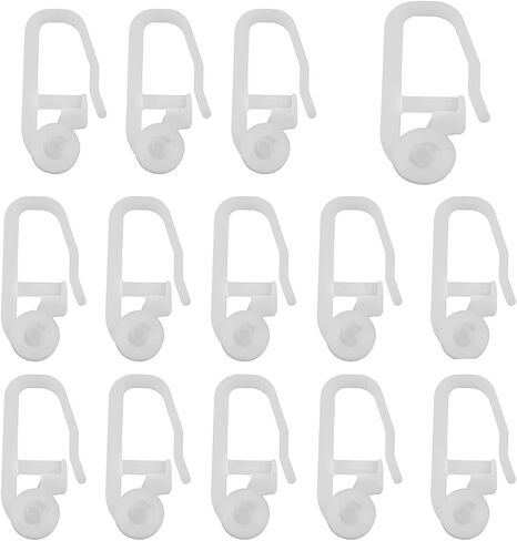 ستارة مسار كروية خطاف منزلق ZZLZX 50 قطعة ستارة سرير بلاستيكية بيضاء خطافات خاصة، خطاف ستارة شراعية in Saudi Arabia