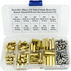 160pcs M2.5 Male-Female Brass Spacer Standoff & Stainless Steel Screw Nut Assortment Kit in Kuwait