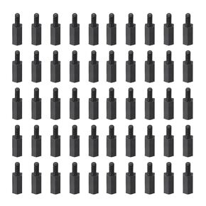 YOKIVE 50 Pcs M2.5 Standoff Screws, Nylon Hex PCB Standoffs with High Insulation Effect, Keep Height Consistent, Great for Motherboard (Black, 8mm+6mm)