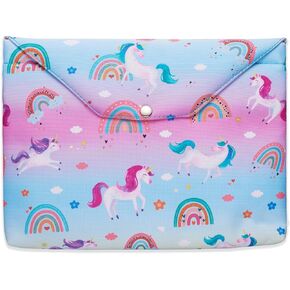Rainbow Book Sleeve with Zipper and Back Pocket, Book Covers for Paperback with Padded, 11 x 9 Inch, Book Sleeve Gifts for Girls
