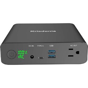 Krisdonia AC Outlet Portable Laptop Charger (TSA-Approved) 27000mAh 130W Travel Laptop Power Bank & External Battery Pack for MacBook, Laptop, CPAP, Projector and More