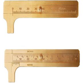 2pc Brass 80mm Sliding Metric and Inch Mini Caliper Gauge Retro Vernier Caliper Bead Wire Jewelry Measuring Tool