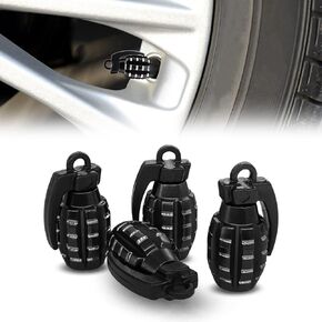 4PCS Car Tire Valve Stem Cap, Personalized Tire Valve Stem Cap Exterior Accessories, Personality Style Design Universal for Car, SUV, Motorcycle and Bicycle (Black)
