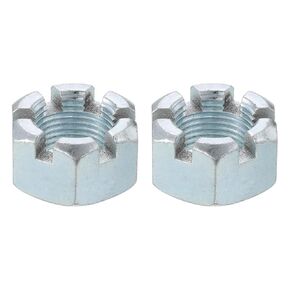 uxcell 2Pcs 7/8"-14UNF Hexagon Slotted Nut, Grade 6.8 Zinc Plated Hex Castle Nuts, Silver