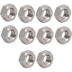 uxcell 10pcs M6 x 0.75mm Pitch Metric Fine Thread 304 Stainless Steel Hex Nuts