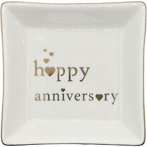 Double Heart Happy Mothers Day Ceramic Jewelry Tray, Mothers Day Gifts Small Ring Dish, Jewelry Plate,Trinket Tray,Ideal Mother's Day gift for Mom