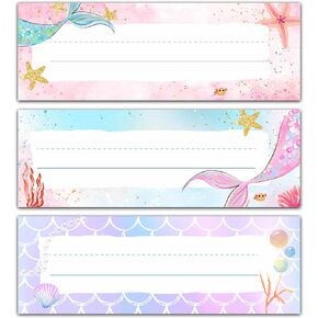 Little Mermaid Themed Name Tags, Number Line Name Tag, Under The Sea Themed Classroom Desk Number Line Name Tags for Kids, Name Tags Desk Stickers for Classroom School Student Supplies A09