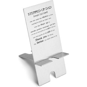 akeke Stepped Up Dad Cell Phone Stands, Bonus Dad Gifts from Daughter, Son, Step-dad Birthday Gifts, Christmas for Stepdad, Bonus Dad Stainless Steel Phone Stand GPP44