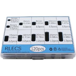 120PCS ABS Straight Isolation Post Kit Nylon Round Spacer Kit Black Round Straight Tube Bracket Suitable for PCB Boards Mechanical Equipment Socket and Circuit Board Support or Isolation