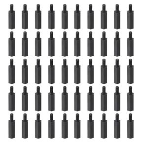 YOKIVE 50 Pcs M2.5 Standoff Screws, Nylon Hex PCB Standoffs with High Insulation Effect, Keep Height Consistent, Great for Motherboard (Black, 15mm+6mm)