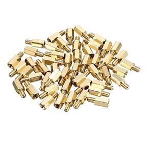 uxcell 50pcs M4 10+6mm Female Male Thread Brass Hex Standoff Spacer Screws PCB Pillar
