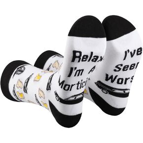 PXTIDY 1 Pairs Last Mortician Socks for Women Funeral Director Gift Last Responder Gift Mortician Friend Gift