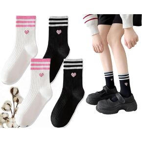 Cute Heart Red Ankle Womens Athletic Colorful Striped Socks Novelty Big Kid Crew Sock 4 & More Pairs in Saudi Arabia