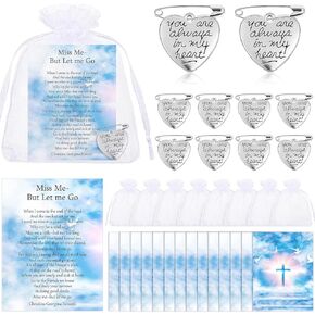 SATINIOR 100 Sets Funeral Favors Include 100 Memorial Pins Funeral Angel Charm Keepsakes 100 Memorial Prayer Cards for Celebration of Life 100 Organza Bags for Guest Mourning Sympathy Gift(Angel)