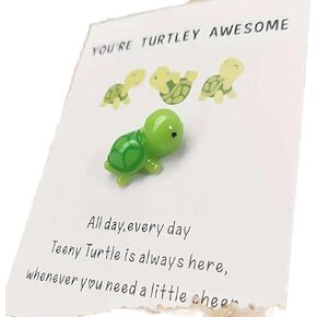 Handmade Emotional Support,You're Turtley Awesome, Turtle Motivational Gift, Cute Mini Green Turtle Decoration, Lovely Turtle Shaped Card Friendship Gift, A Card with A Turtle Ornament 1 Piece