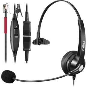 Callez Yealink Phone Headset with Quick Disconnect Cable, RJ9 Office Telephone Headset with Mic Noise Cancelling Compatible with Yealink T20P T21P T42S T46S T48S T54W Avaya 9608 9611 Grandstream Snom