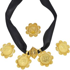 Ethiopian Jewelry for Women Set - Ethiopia Necklace for Women - Ethiopian Coin Jewelry Sets Eritrea Necklace Earrings Ring for Women Africa Wedding Gift Party