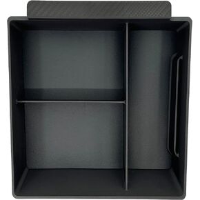 Armrest Organizer for Tesla Model S & Tesla Model X 2021-2024 (Including Plaid) - Center Console Tray Storage Box, Matte Black ABS, Includes Premium Leather Inserts (Black)