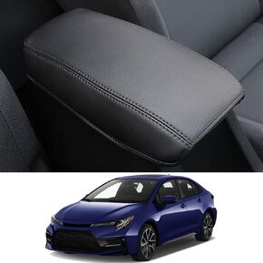 Behave Car Armrest Cover,Fit for Toyota Corolla 2019-2024 Accessories Leather Center Console Pad Car Armrest Box Propector,Black with Black Stitches(1 PC)
