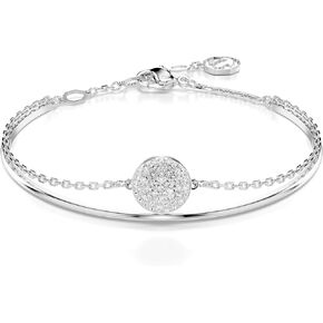 Swarovski Meteora Bangle Bracelet, Meteor Motif with Snow Pavé of Clear Round Crystals in a Rhodium-Finished Setting, Part of the Swarovski Meteora Collection
