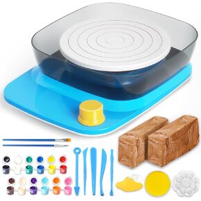 Catcrafter Complete Pottery Wheel for Kids, Teens - Rechargeable and Portable Pottery Wheel Set with 2lb Clay, Paints and Pottery Tools, Arts and Crafts Pottery Activities, Gifts for Kids, Teens