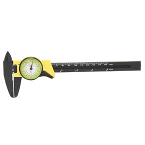 Vernier Caliper Ruler Gauge,Roofessional Measure Tool 0-150mm Plastic Dial Portable Dial Vernier Caliper with Hard Plastic Case(黄（英制）)