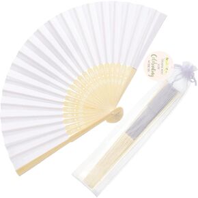Cosweet 60 Set Wedding Hand Fans with Thank You Tags & Organza Bags, White Paper Fans Bulk Bamboo Decorative Folding Fans for Wedding Guests Party Favors Bridal Shower Church Decoation in Kuwait