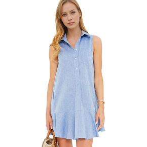 Hixiaohe Women Summer Shirt Dresses Casual Button Down Sleeveless Mini Dress for Women Beach Flowy Short Sundresses