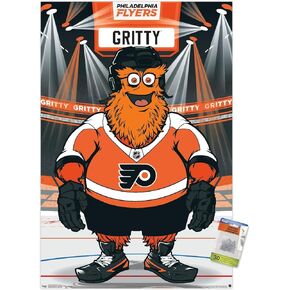 Trends International NHL Philadelphia Flyers - Gritty 19 Wall Poster, 14.72" x 22.37", Premium Poster & Push Pin Bundle