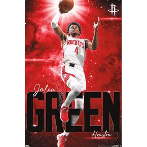 Trends International NBA Houston Rockets - Jalen Green 23 Wall Poster, 22.37" x 34.00", Premium Print and Black Hanger Bundle