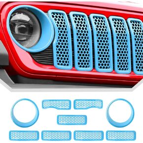 JeCar Mesh Grill Inserts for Jeep Wrangler JL 2024+ Grill Covers & Headlight Covers trim Kit Accessories (Black C)
