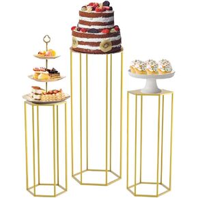 3 قطعة اسطوانة الذهب تقف للحزب: حامل قاعدة السداسي التعشيش عرض اسطوانة الجداول للحفلات الزفاف زهرة زهرية in Kuwait