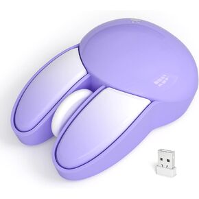 Wireless Silent Mouse, Cute Rabbit Designs, 2.4 GHz with USB Mini Receiver, Opatical Mouse Wireless for Laptop, PC, Computer, Chromebook, Notebook (Pink Mouse)