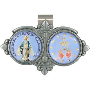 Needzo Full Color Epoxy Miraculous Medal Visor Clip, 3 1/8 Inch