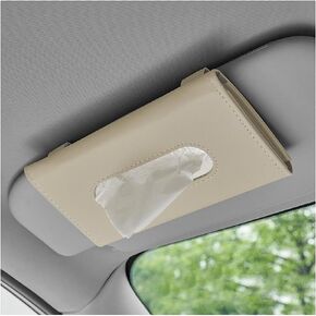 Car Tissue Holder, Leather Sun Visor Napkin Holder, Auto Backseat Tissue Mask Case Dispenser for Most Vehicles, Universal Interior Car Accessories Hanging Tissues (Black)